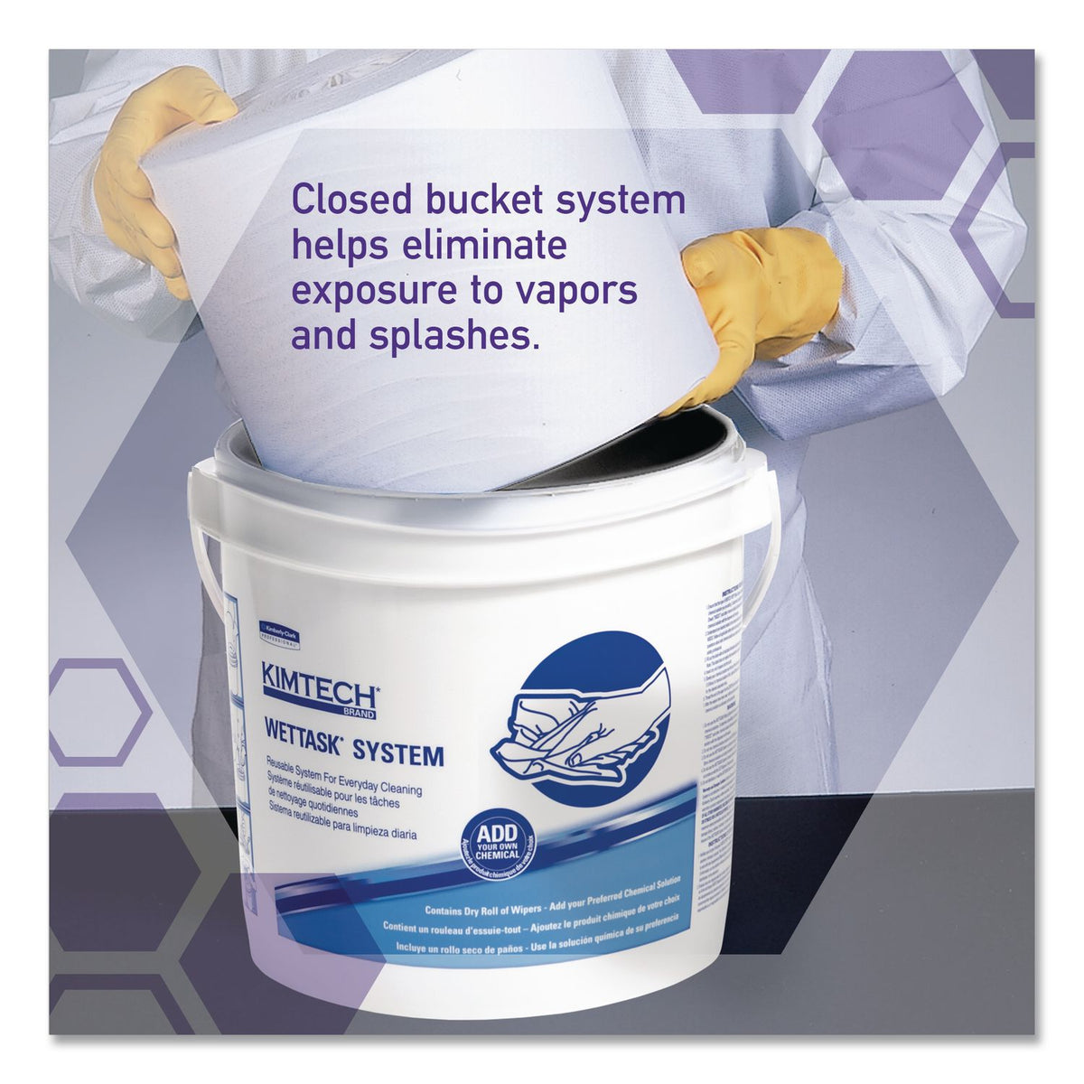 Wypall PowerClean WetTask Wipers for Disinfectants, Sanitizers & Solvents - 12" x 6" - 140 Sheets/Roll - White - Hydroknit - Disinfectant - 1 Rolls Per Bucket - 6 / Carton