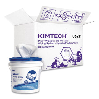 Wypall PowerClean WetTask Wipers for Disinfectants, Sanitizers & Solvents - 12" x 6" - 140 Sheets/Roll - White - Hydroknit - Disinfectant - 1 Rolls Per Bucket - 6 / Carton