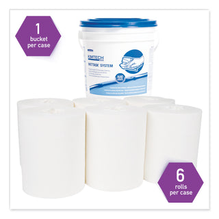 Power Clean Wipers for Solvents WetTask Customizable Wet Wiping System 12 x 6, Unscented, 95/Roll, 6 Rolls/1 Bucket/Carton - 2