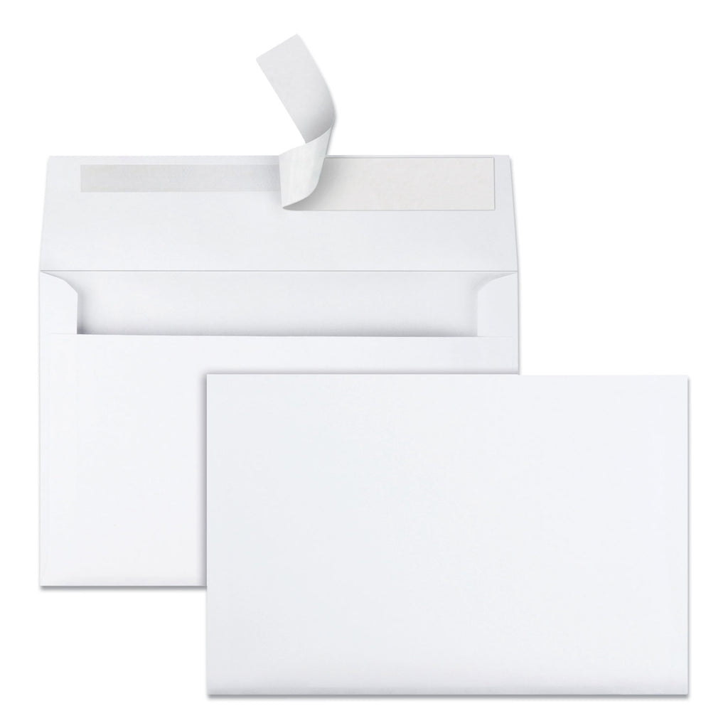 Quality Park A9 Greeting Card Envelopes with Self Seal Closure - Announcement - 5 3/4" Width x 8 3/4" Length - 24 lb - Peel & Seal - 100 / Box - White