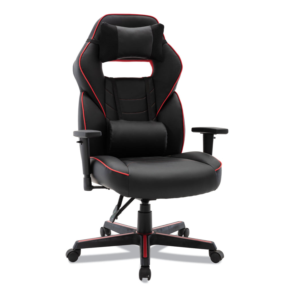 Racing Style Ergonomic Gaming Chair, Supports 275 lb, 15.91" to 19.8" Seat Height, Black/Red Trim Seat/Back, Black/Red Base