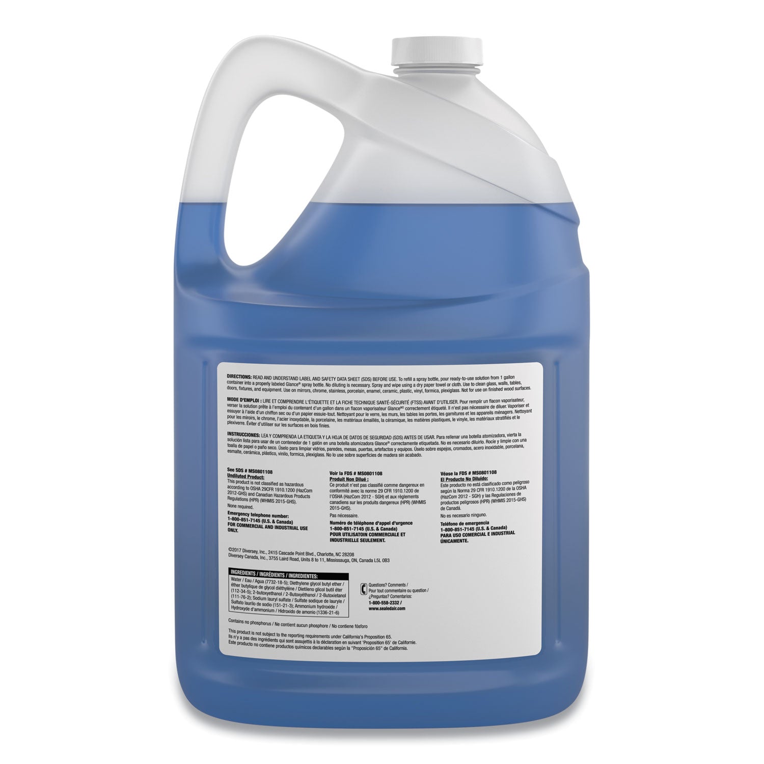 Glance Powerized Glass and Surface Cleaner, Liquid, 1 gal, 2/Carton