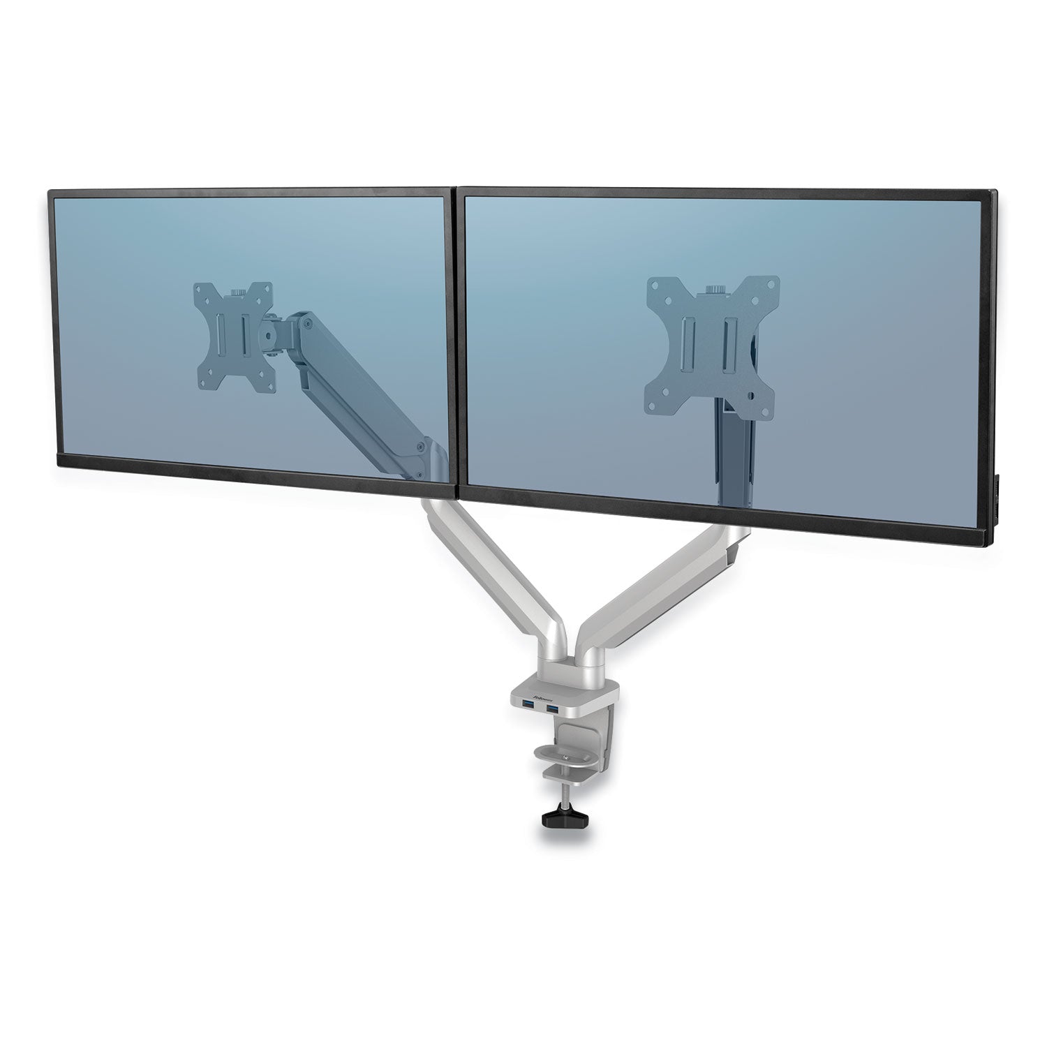 platinum-series-dual-monitor-arm-for-27-monitors-360-deg-rotation-45-deg-tilt-180-deg-pan-silver-supports-20-lb_fel8056501 - 1