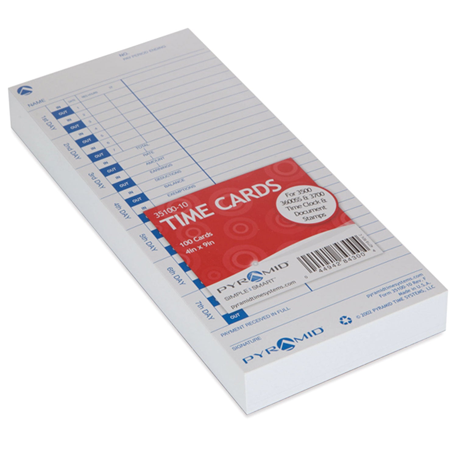 time-clock-cards-for-pyramid-technologies-3000-one-side-4-x-9-100-pack_pti3510010 - 1