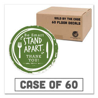 besafe-messaging-floor-decals-be-smart-stand-apart;-knife-fork;-thank-you-12-dia-green-white-60-carton_tab79161 - 1
