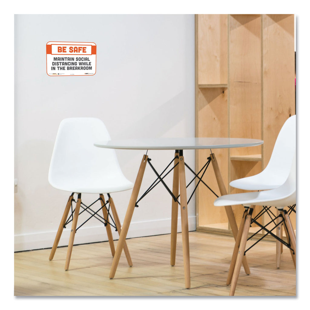 besafe-messaging-repositionable-wall-door-signs-9-x-6-maintain-social-distancing-while-in-the-breakroom-white-3-pack_tab29056 - 3