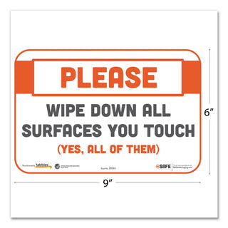 besafe-messaging-repositionable-wall-door-signs-9-x-6-please-wipe-down-all-surfaces-you-touch-white-3-pack_tab29063 - 2