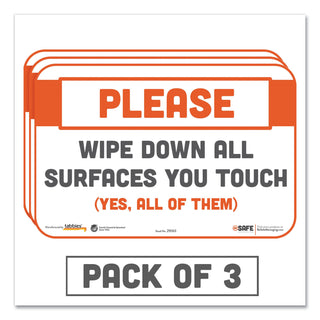 besafe-messaging-repositionable-wall-door-signs-9-x-6-please-wipe-down-all-surfaces-you-touch-white-3-pack_tab29063 - 1