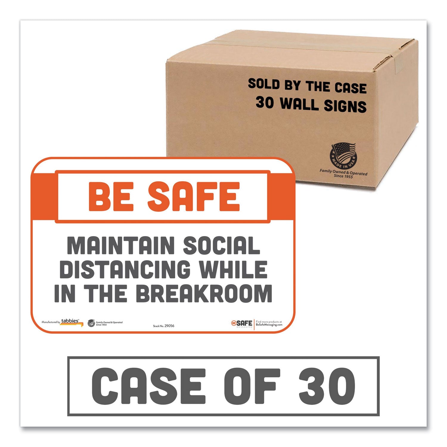 besafe-messaging-repositionable-wall-door-signs-9-x-6-maintain-social-distancing-while-in-the-breakroom-white-30-carton_tab29156 - 1