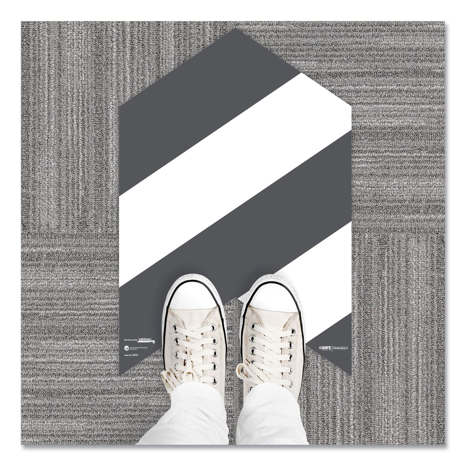 besafe-carpet-decals-new-traffic-pattern-for-your-safety;-please-follow-the-signs-12-x-18-white-gray-7-pack_tab29203 - 4