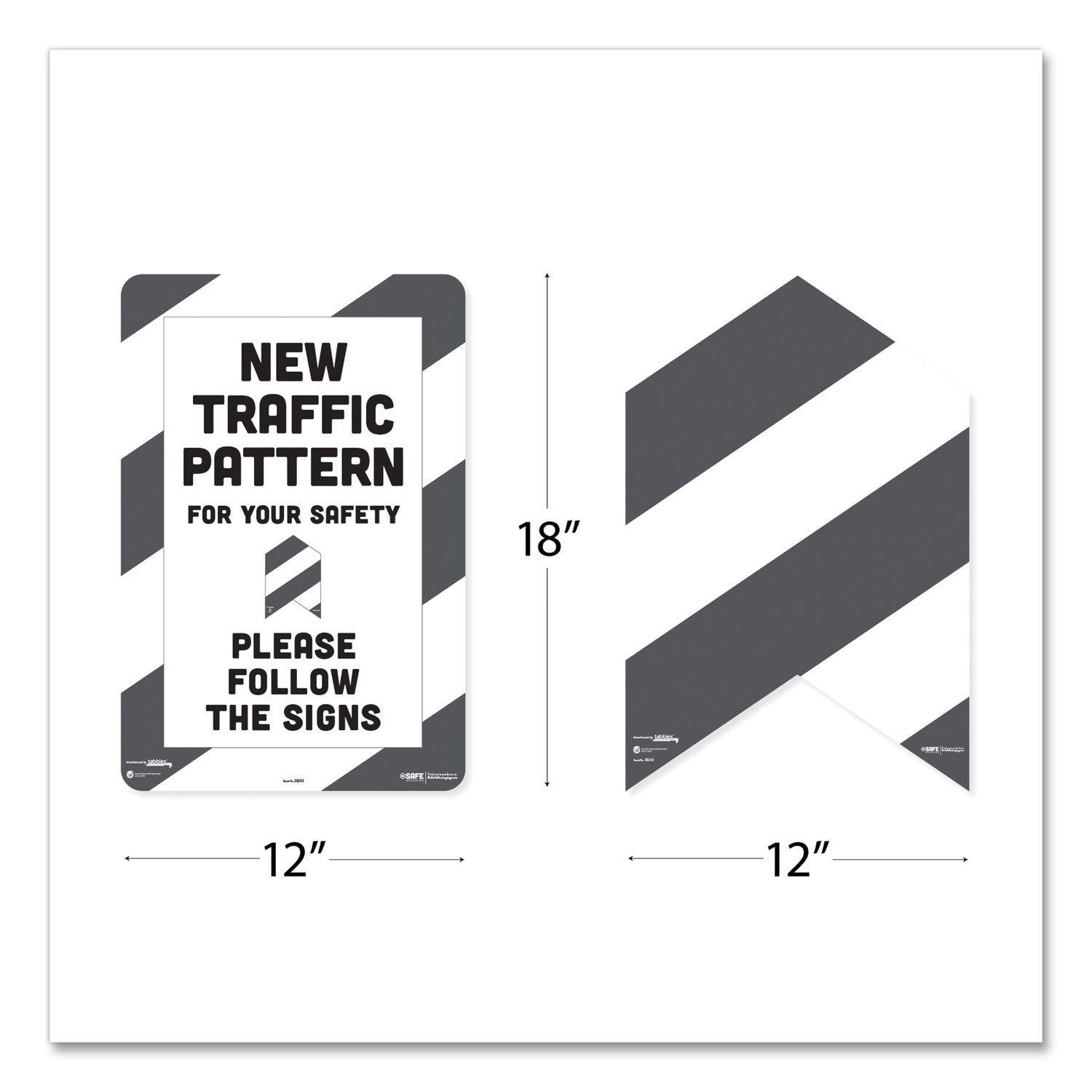 besafe-carpet-decals-new-traffic-pattern-for-your-safety;-please-follow-the-signs-12-x-18-white-gray-7-pack_tab29203 - 3