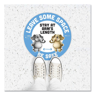 besafe-messaging-education-floor-signs-leave-some-space;-stay-at-arms-length;-be-safe-12-dia-white-blue-6-pack_tab29512 - 3