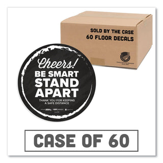 besafe-messaging-floor-decals-cheers;be-smart-stand-apart;thank-you-for-keeping-a-safe-distance-12-dia-black-white-60-ct_tab79185 - 1