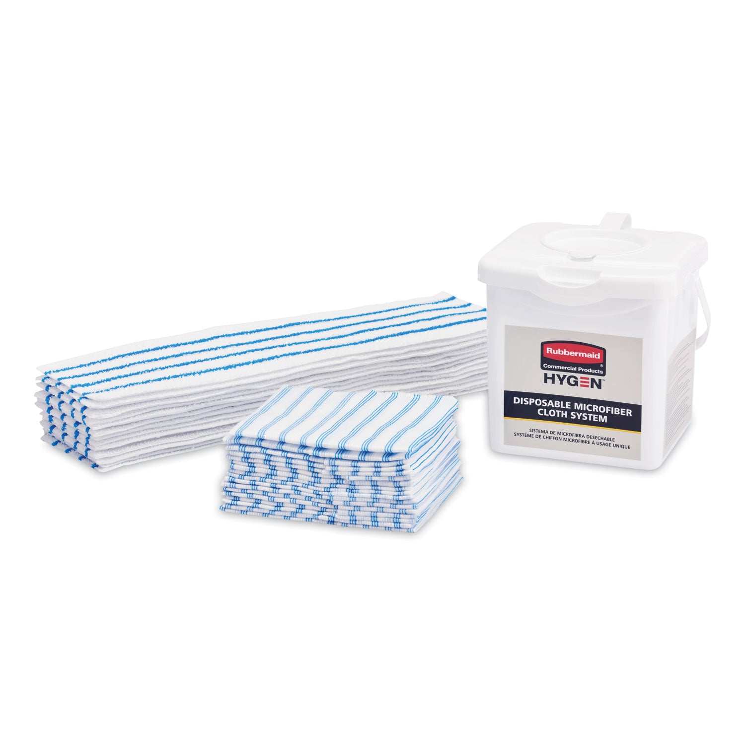 disposable-microfiber-cleaning-cloths-12-x-12-blue-white-stripes-600-carton_rcp2134283 - 2