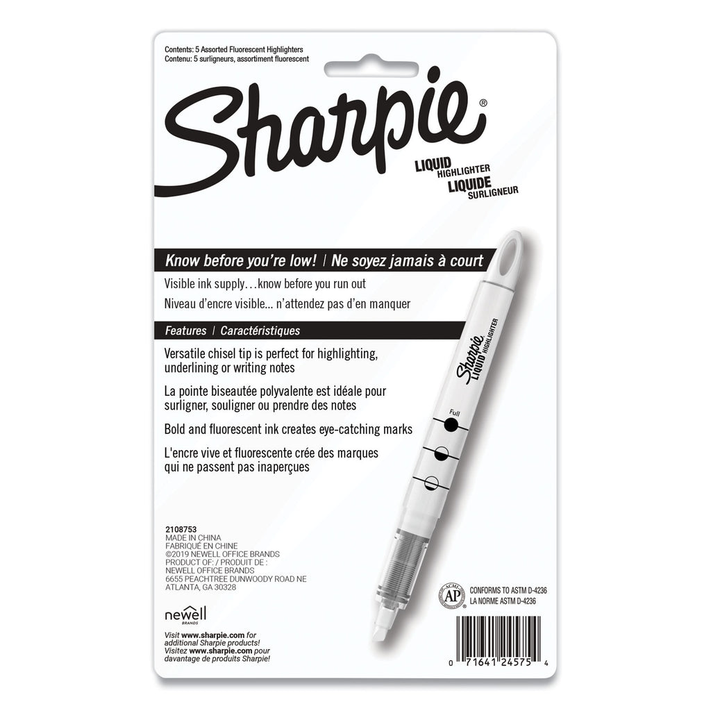 Liquid Pen Style Highlighters, Assorted Ink Colors, Chisel Tip, Assorted Barrel Colors, 5/Set