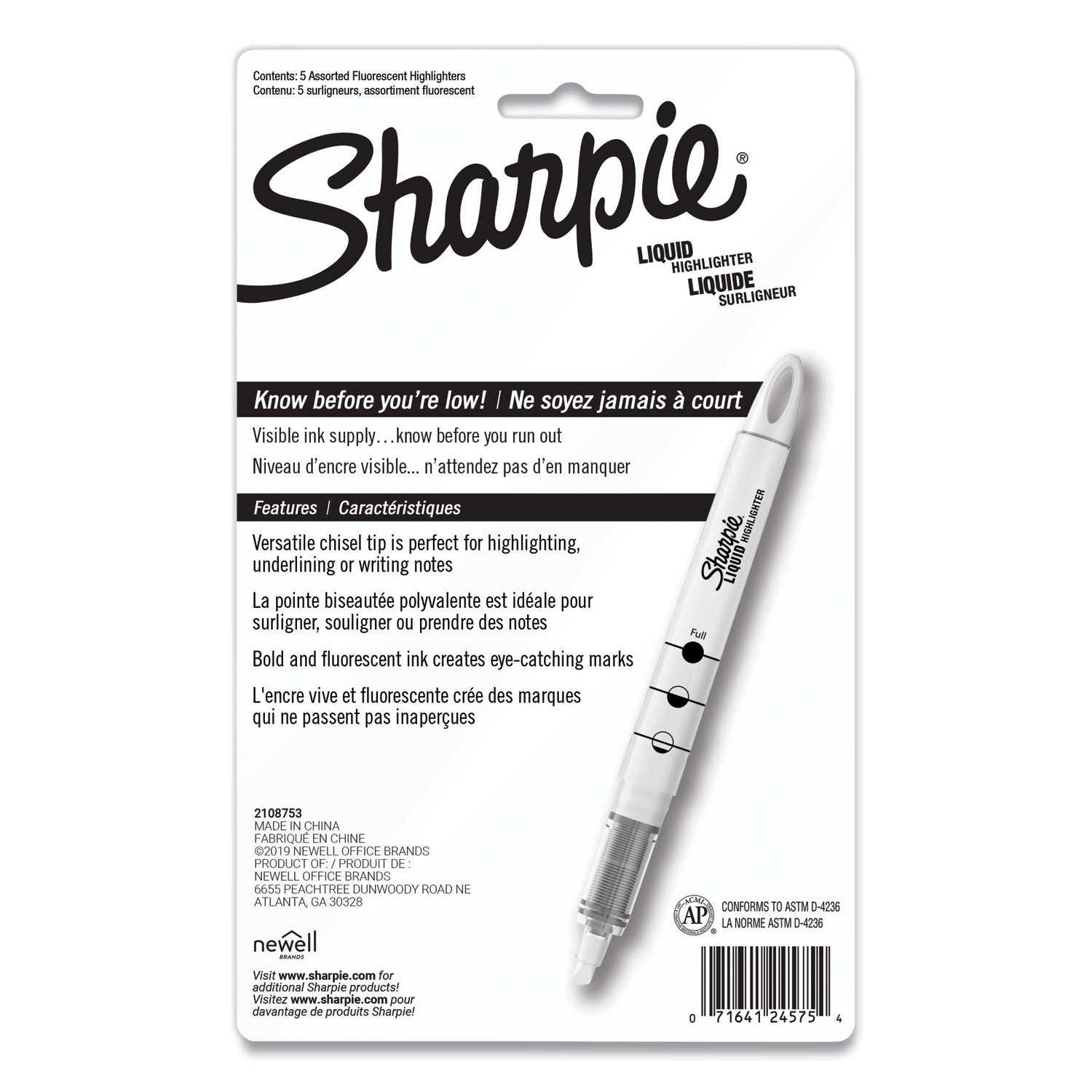 Liquid Pen Style Highlighters, Assorted Ink Colors, Chisel Tip, Assorted Barrel Colors, 5/Set