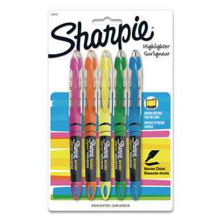 Liquid Pen Style Highlighters, Assorted Ink Colors, Chisel Tip, Assorted Barrel Colors, 5/Set