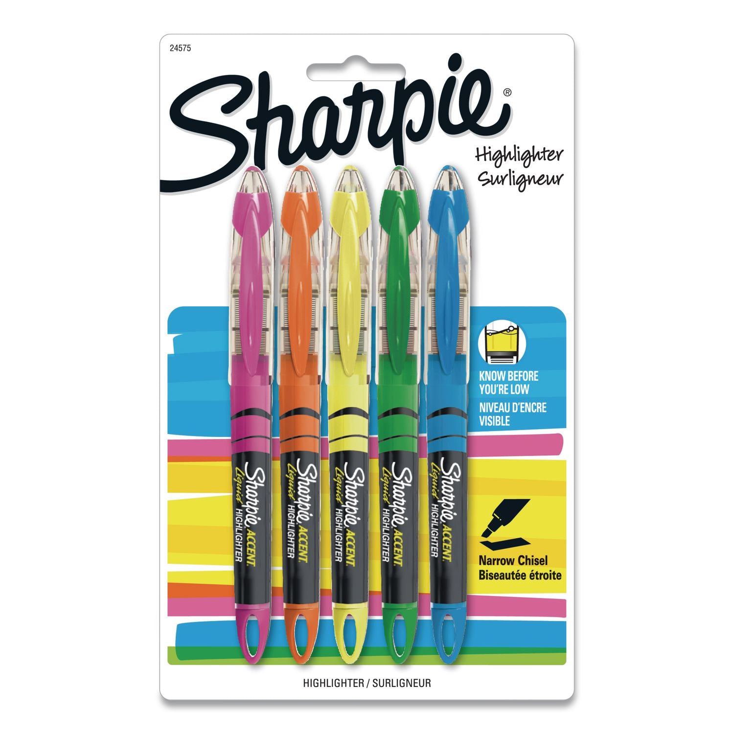 Liquid Pen Style Highlighters, Assorted Ink Colors, Chisel Tip, Assorted Barrel Colors, 5/Set