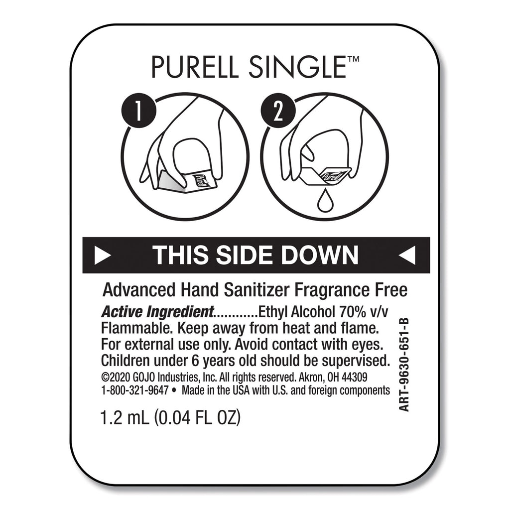 Advanced Hand Sanitizer Single Use, Gel, 1.2 mL, Packet, Fragrance-Free, 2,000/Carton