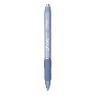 S-Gel Fashion Barrel Gel Pen, Retractable, Medium 0.7 mm, Black Ink, Frost Blue Barrel, Dozen