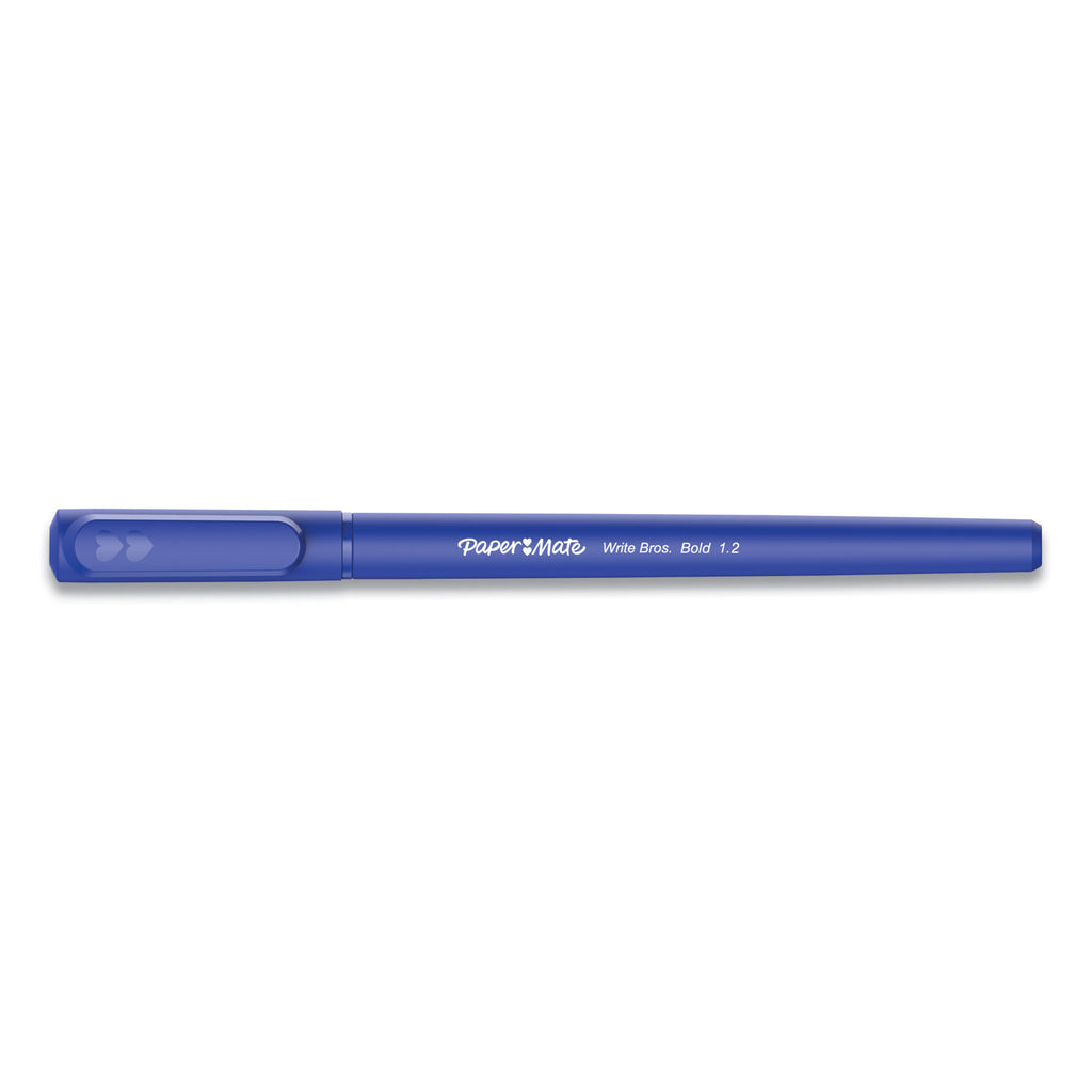 Write Bros. Ballpoint Pen, Stick, Bold 1.2 mm, Blue Ink, Blue Barrel, Dozen