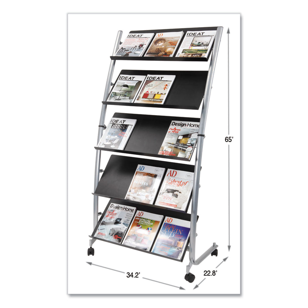 Alba Large Mobile Literature Display - 350 x Sheet - 5 Compartment(s) - Compartment Size 12.99" x 28.35" - 65.4" Height x 32.3" Width x 20.1" DepthFloor - Built-in Wheels - Metal, ABS Plastic - 1 Each - 2