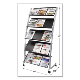 Alba Large Mobile Literature Display - 350 x Sheet - 5 Compartment(s) - Compartment Size 12.99" x 28.35" - 65.4" Height x 32.3" Width x 20.1" DepthFloor - Built-in Wheels - Metal, ABS Plastic - 1 Each - 2