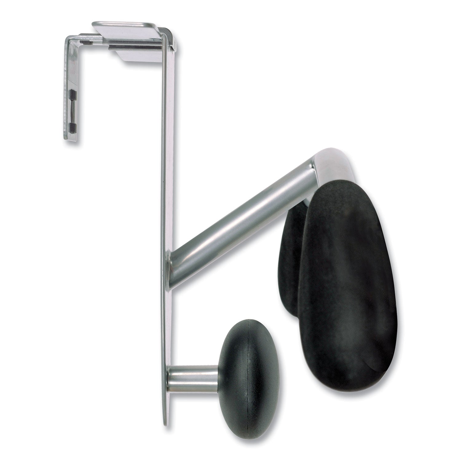 Hanger Shaped Partition Coat Hook, Metal/Foam/ABS, Silver/Black - 