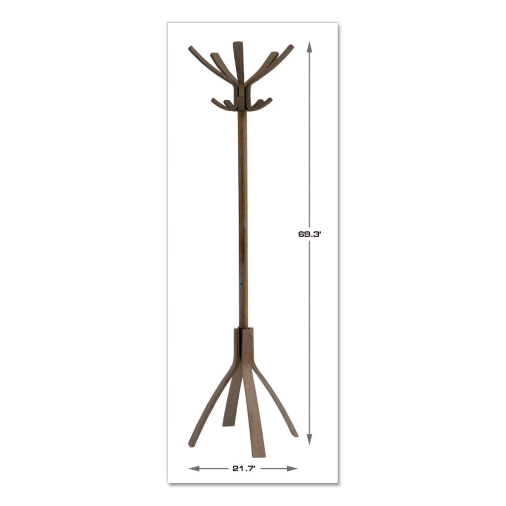 Cafe Wood Coat Stand, Ten Peg/Five Hook, 21.67w x 21.67d x 69.33h, Espresso Brown - 