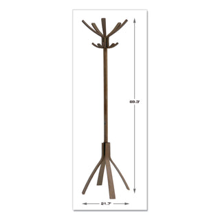 Cafe Wood Coat Stand, Ten Peg/Five Hook, 21.67w x 21.67d x 69.33h, Espresso Brown - 