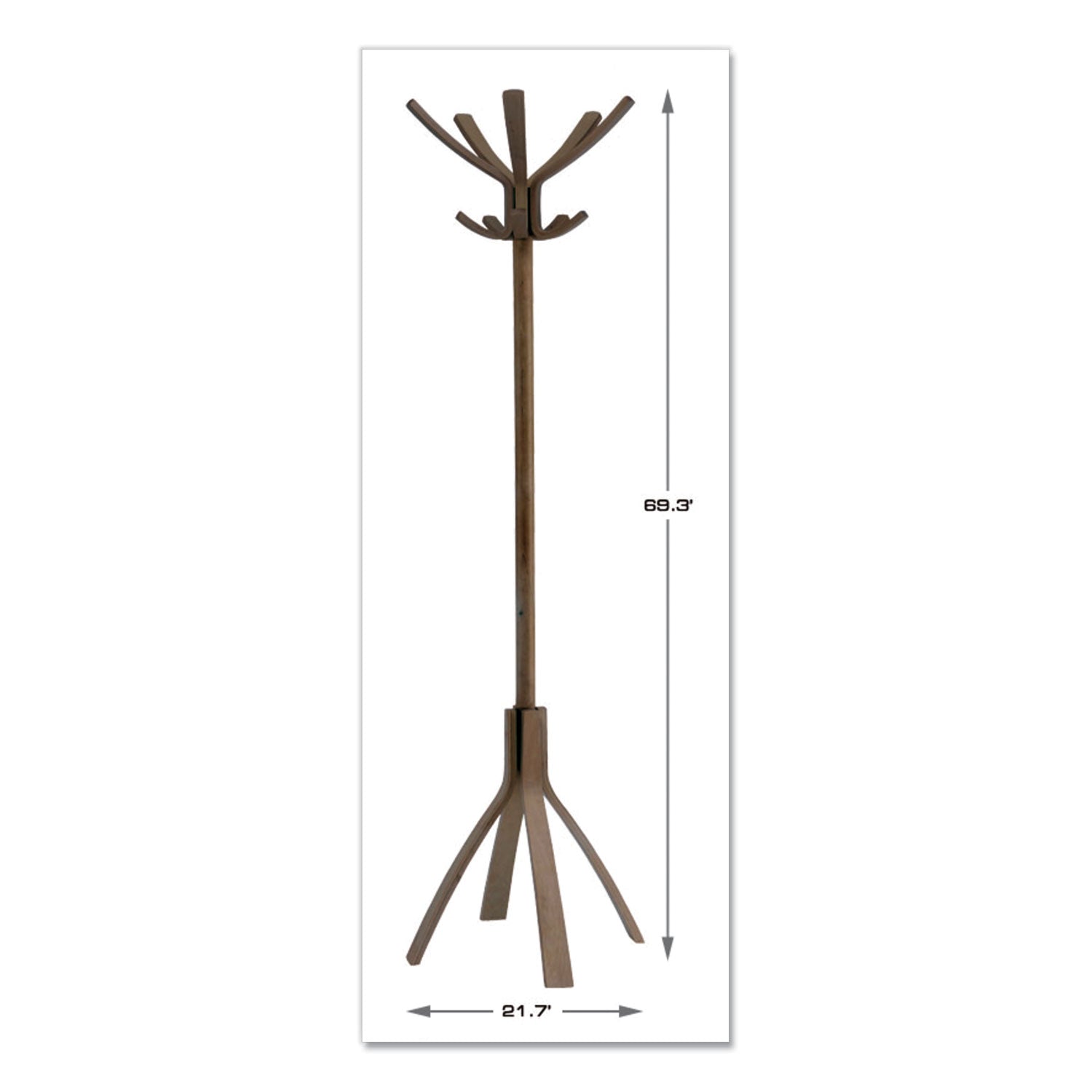 Cafe Wood Coat Stand, Ten Peg/Five Hook, 21.67w x 21.67d x 69.33h, Espresso Brown - 