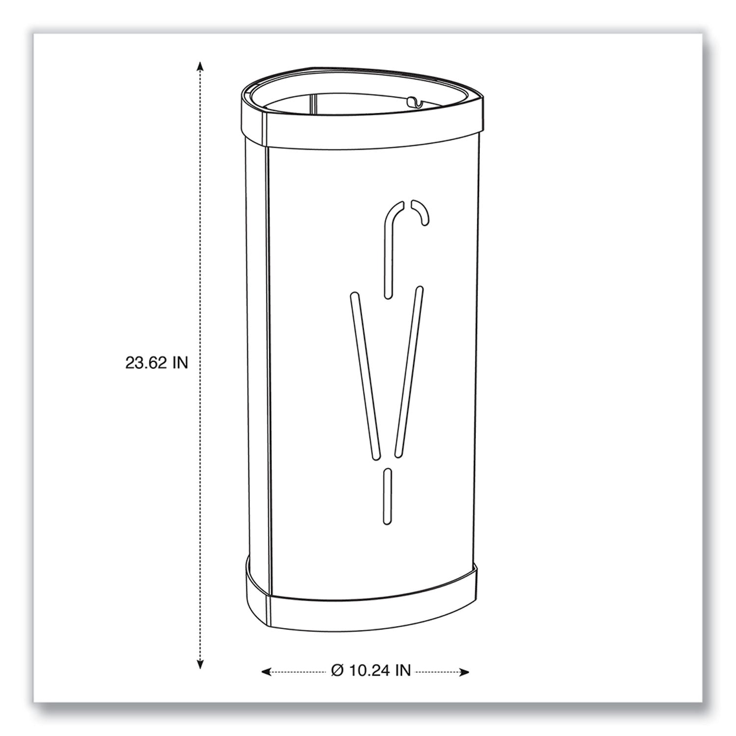 Triangular Umbrella Stand, Steel, 10.25w x 10.25d x 23.67h, Silver/Black - 