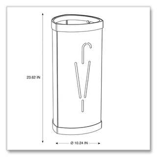 Triangular Umbrella Stand, Steel, 10.25w x 10.25d x 23.67h, Silver/Black - 