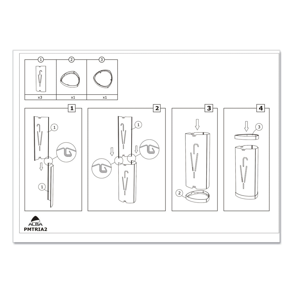 Triangular Umbrella Stand, Steel/Plastic, 10.25w x 10.25d x 23.67h, Black - 