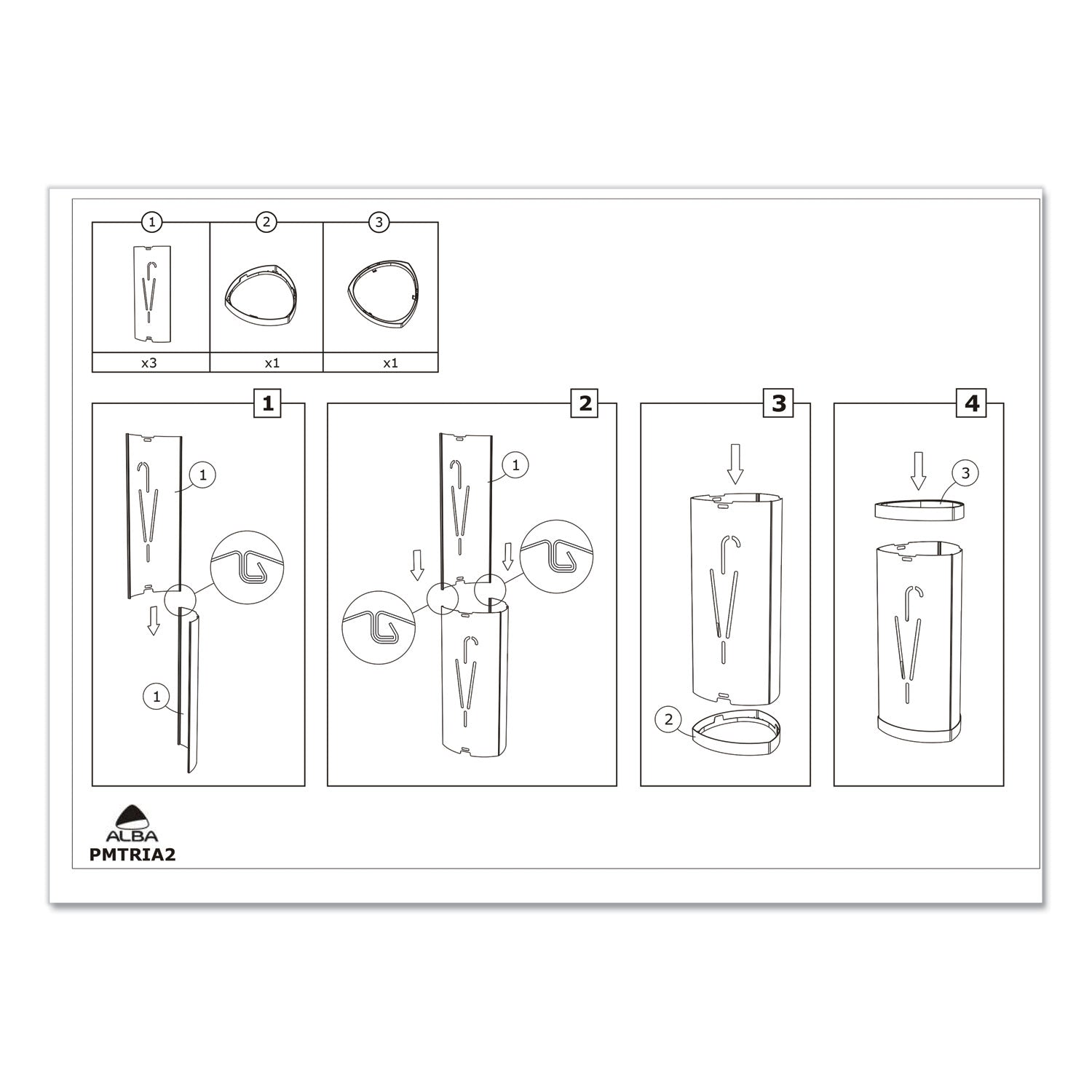Triangular Umbrella Stand, Steel/Plastic, 10.25w x 10.25d x 23.67h, Black - 