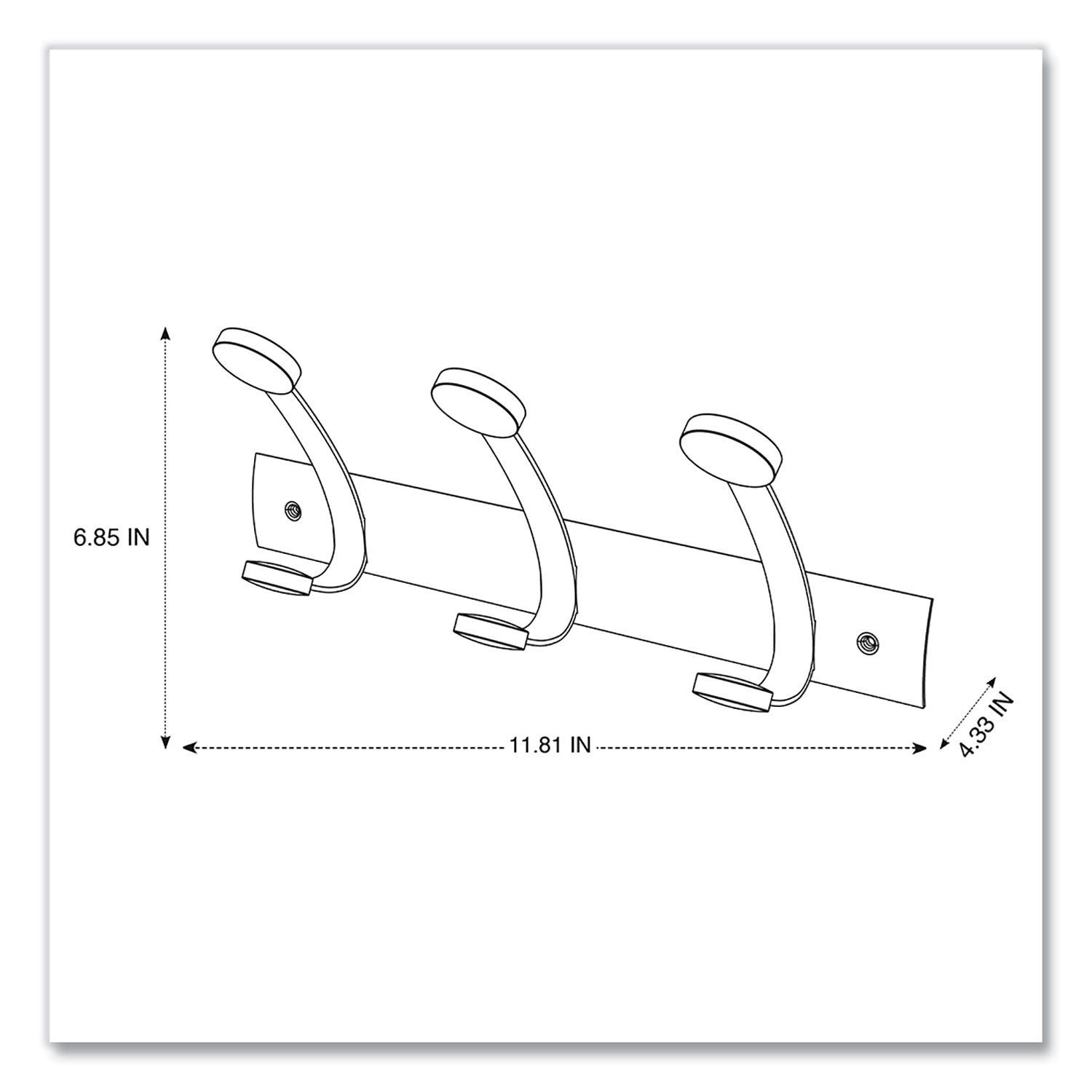 Wooden Coat Hook, Three Wood Peg Wall Rack, Brown/Silver, 45 lb Capacity - 