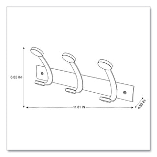 Wooden Coat Hook, Three Wood Peg Wall Rack, Brown/Silver, 45 lb Capacity - 