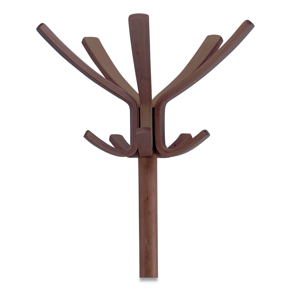 Cafe Wood Coat Stand, Ten Peg/Five Hook, 21.67w x 21.67d x 69.33h, Espresso Brown - 
