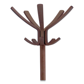 Cafe Wood Coat Stand, Ten Peg/Five Hook, 21.67w x 21.67d x 69.33h, Espresso Brown - 