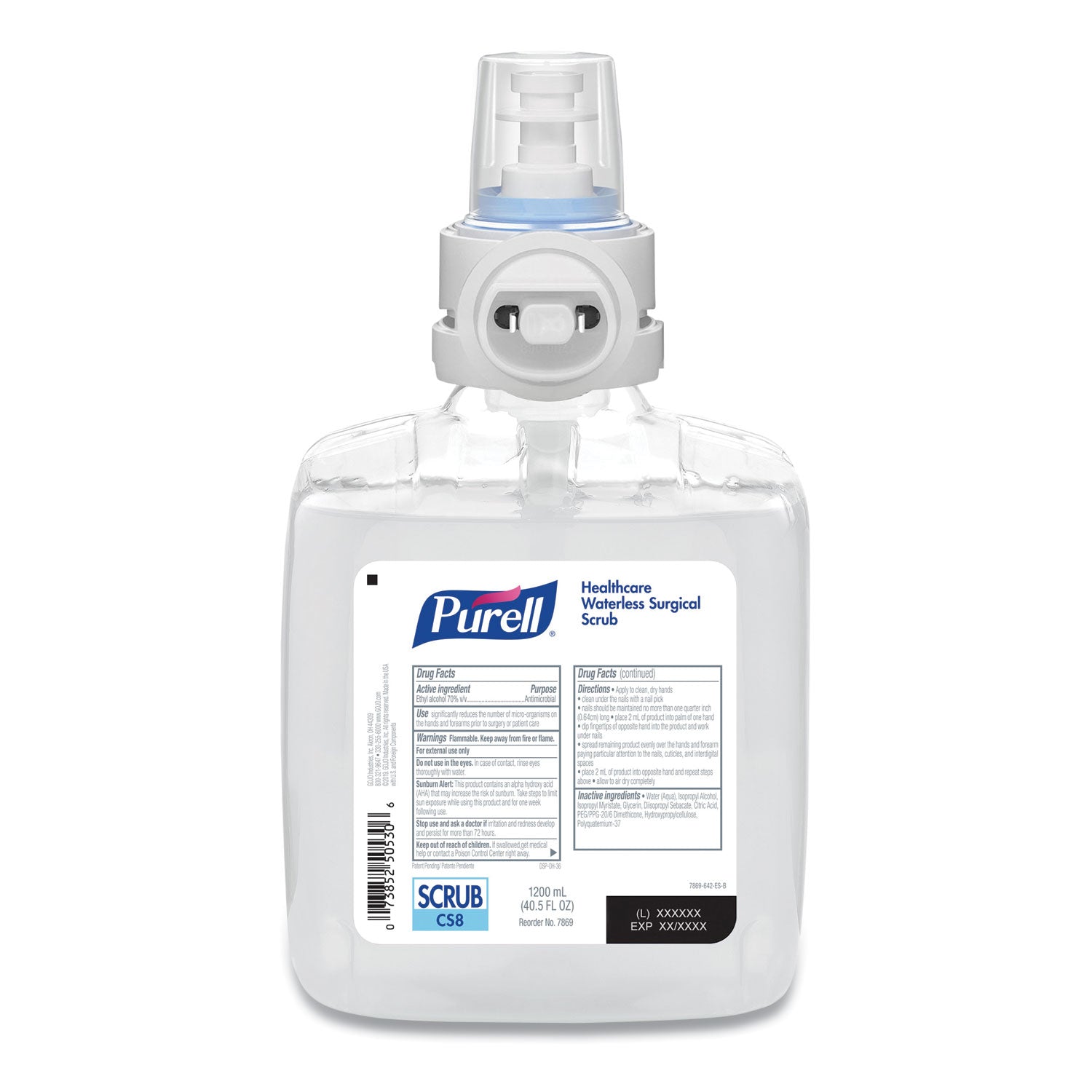 waterless-surgical-scrub-gel-hand-sanitizer-1200-ml-refill-bottle-fragrance-free-for-cs-8-dispenser-2-carton_goj786902ct - 2