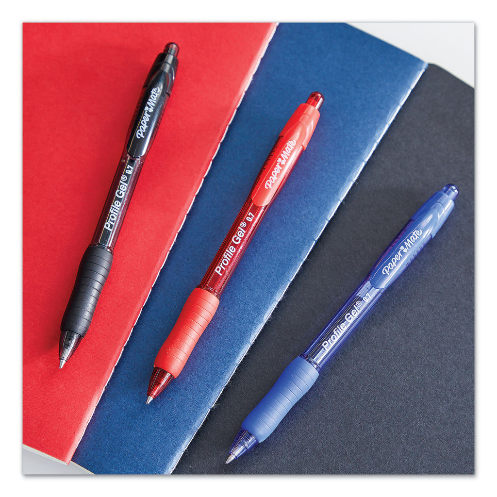 Profile Gel Pen, Retractable, Medium 0.7 mm, Black Ink, Translucent Black Barrel, Dozen