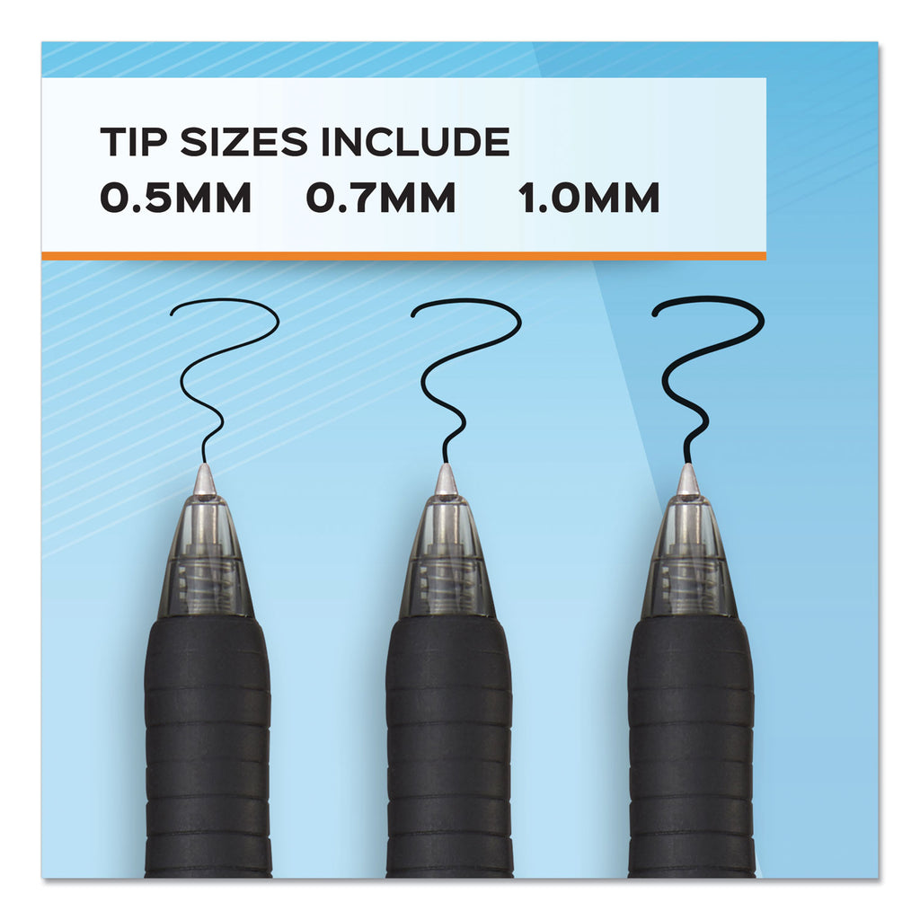 Profile Gel Pen, Retractable, Bold 1 mm, Black Ink, Translucent Black Barrel, Dozen