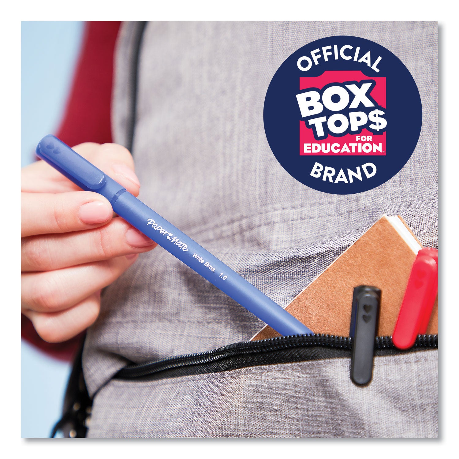 Write Bros. Ballpoint Pen, Stick, Medium 1 mm, Blue Ink, Blue Barrel, Dozen