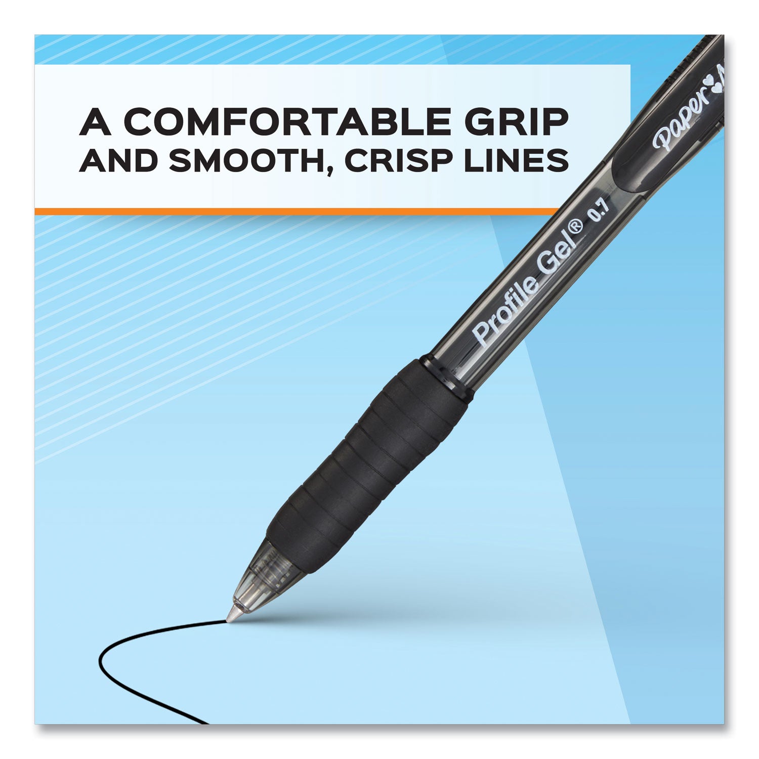 Profile Gel Pen, Retractable, Fine 0.5 mm, Black Ink, Translucent Black Barrel, Dozen