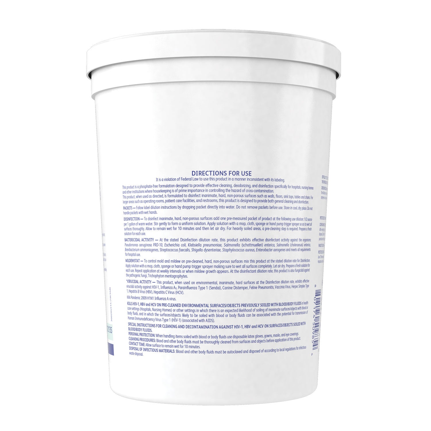 Detergent/Disinfectant, Lemon Scent, 0.5 oz Packet, 90/Tub, 2 Tubs/Carton - 