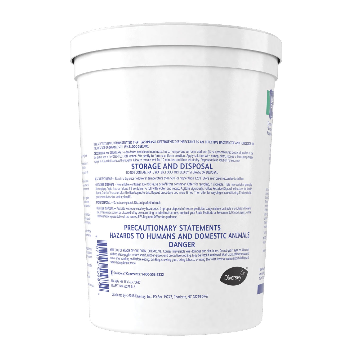 Detergent/Disinfectant, Lemon Scent, 0.5 oz Packet, 90/Tub, 2 Tubs/Carton - 