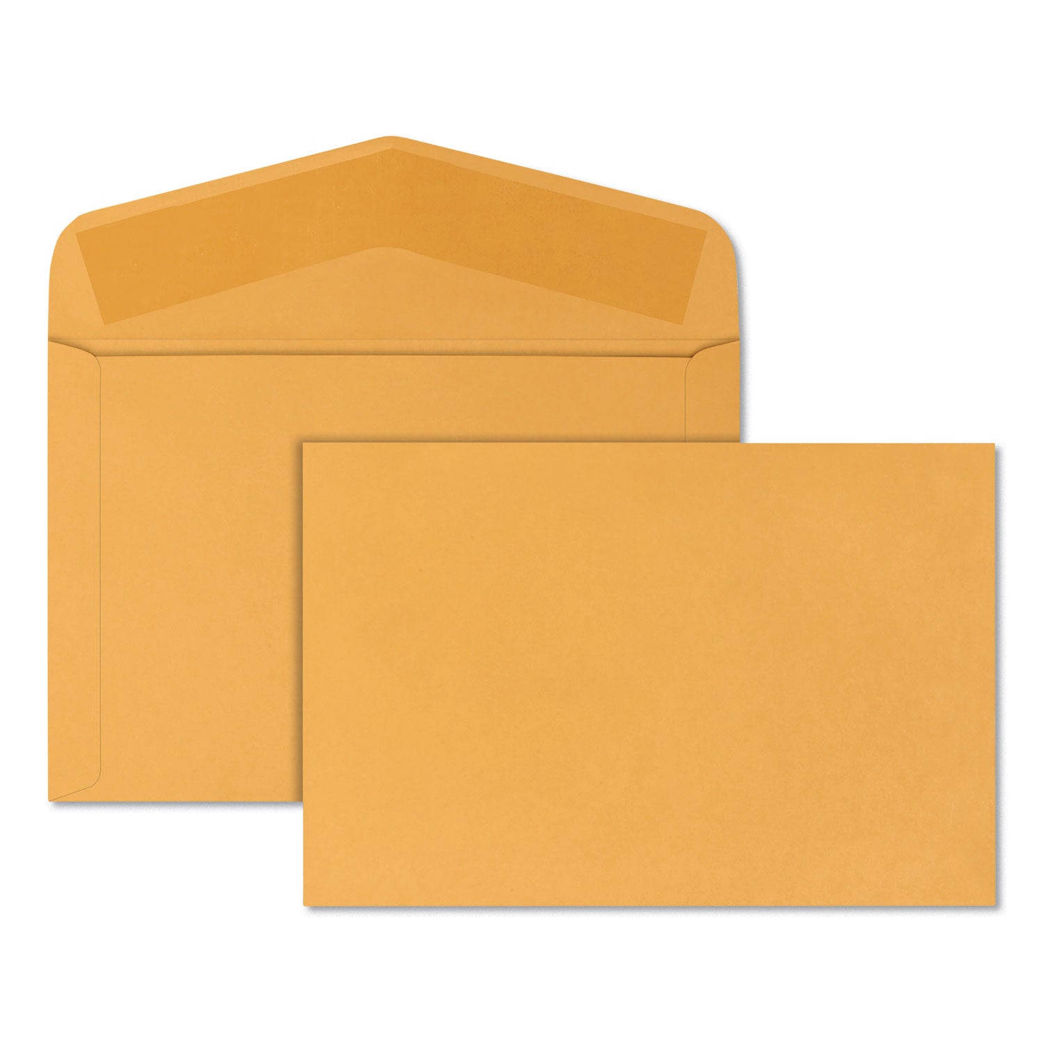 Open-Side Booklet Envelope, #15, Hub Flap, Gummed Closure, 10 x 15, Brown Kraft, 100/Box - 