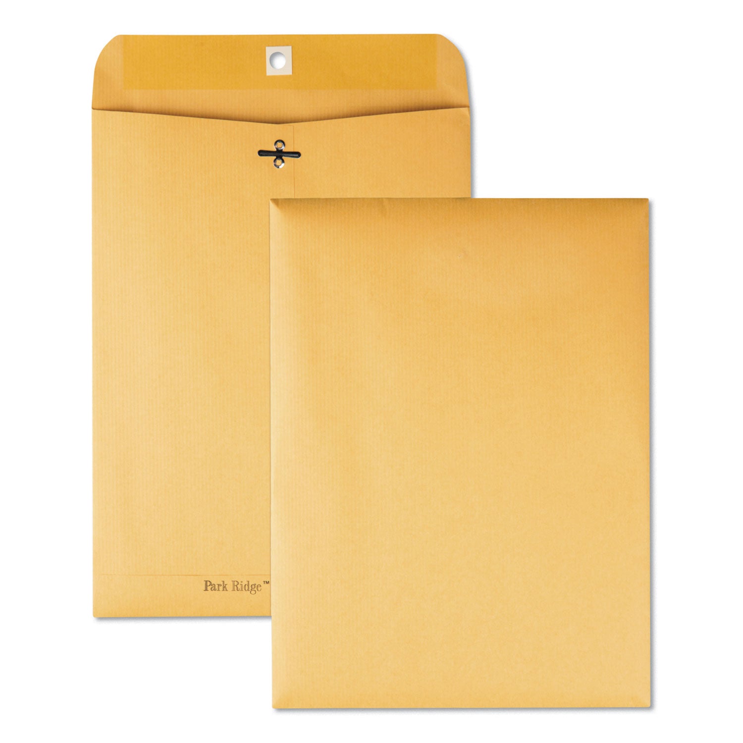 Park Ridge Kraft Clasp Envelope, #90, Square Flap, Clasp/Gummed Closure, 9 x 12, Brown Kraft, 100/Box - 