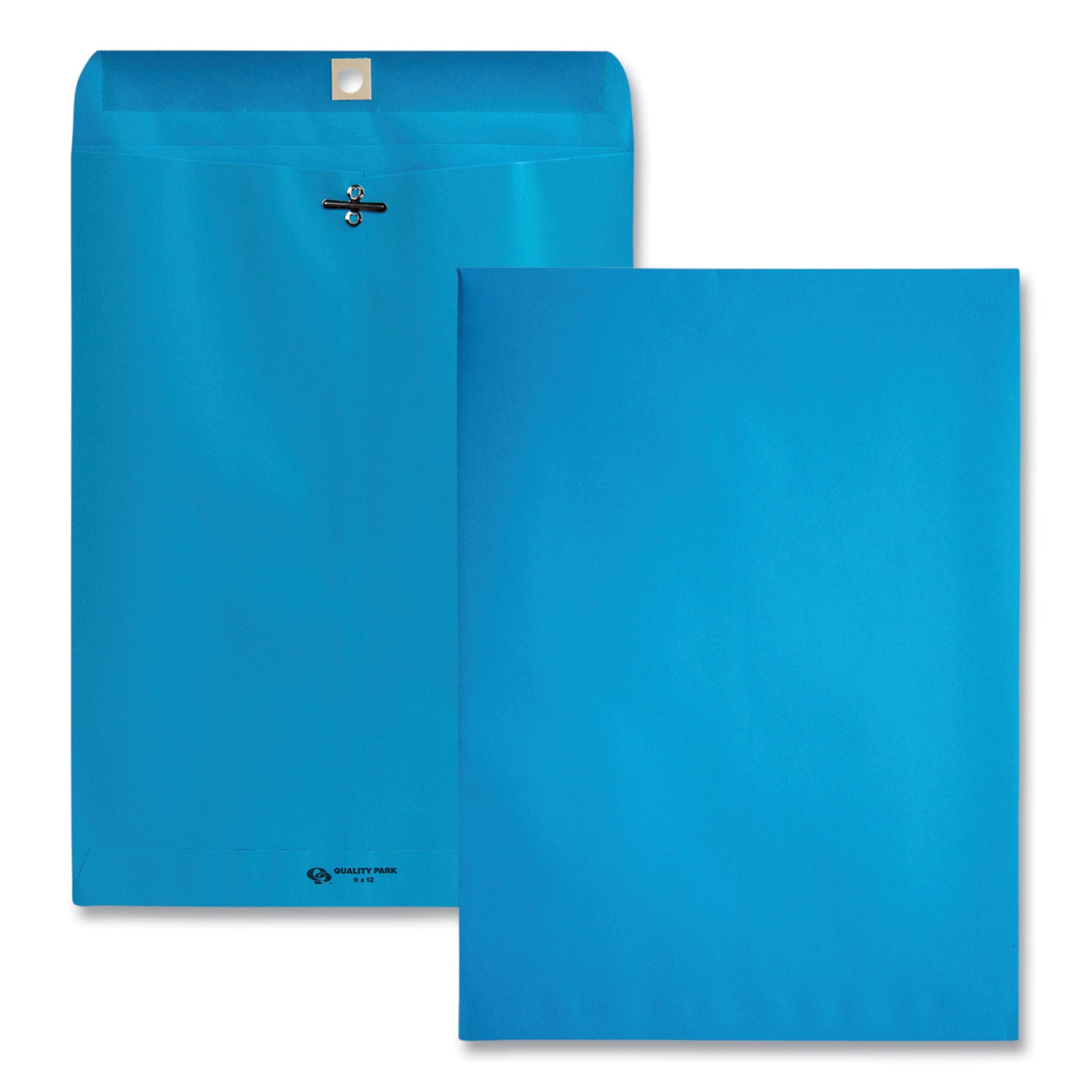 Clasp Envelope, 28 lb Bond Weight Kraft, #90, Square Flap, Clasp/Gummed Closure, 9 x 12, Blue, 10/Pack - 