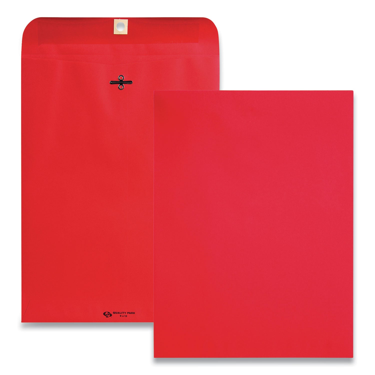 Clasp Envelope, 28 lb Bond Weight Paper, #90, Square Flap, Clasp/Gummed Closure, 9 x 12, Red, 10/Pack - 